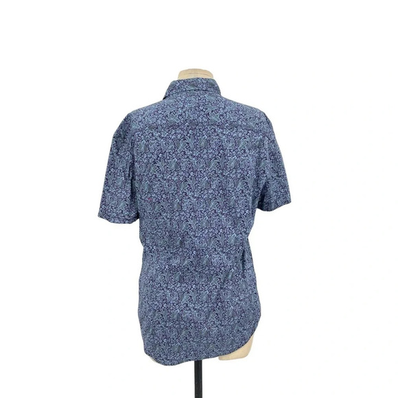 John‎ Varvatos Blue Purple Floral Short Sleeve Button Down Top Size Small - Picture 5 of 9